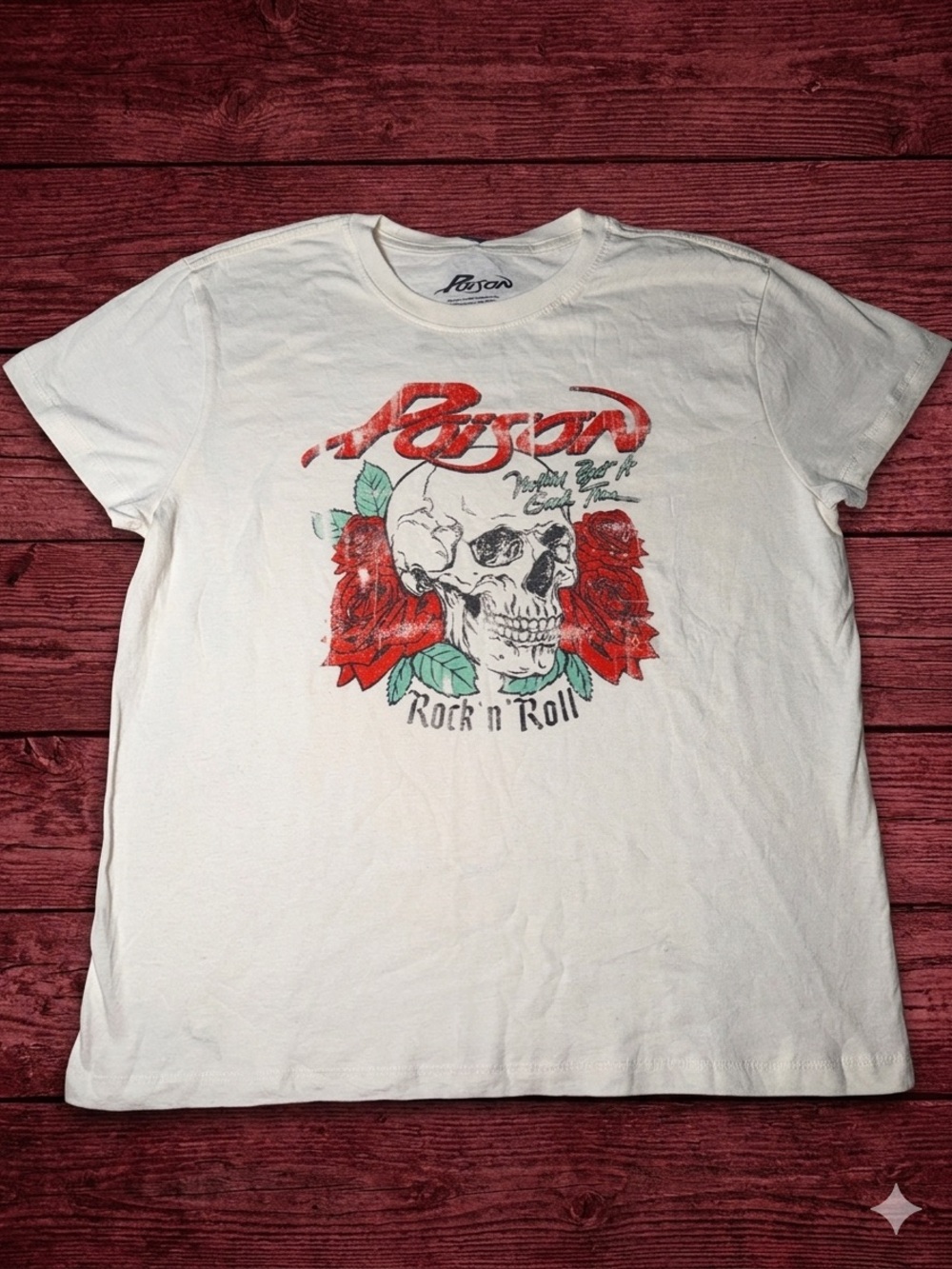 Poison Band Shirt Women’s Nothing But A Good Time Rock Graphic Tee Skull Roses
